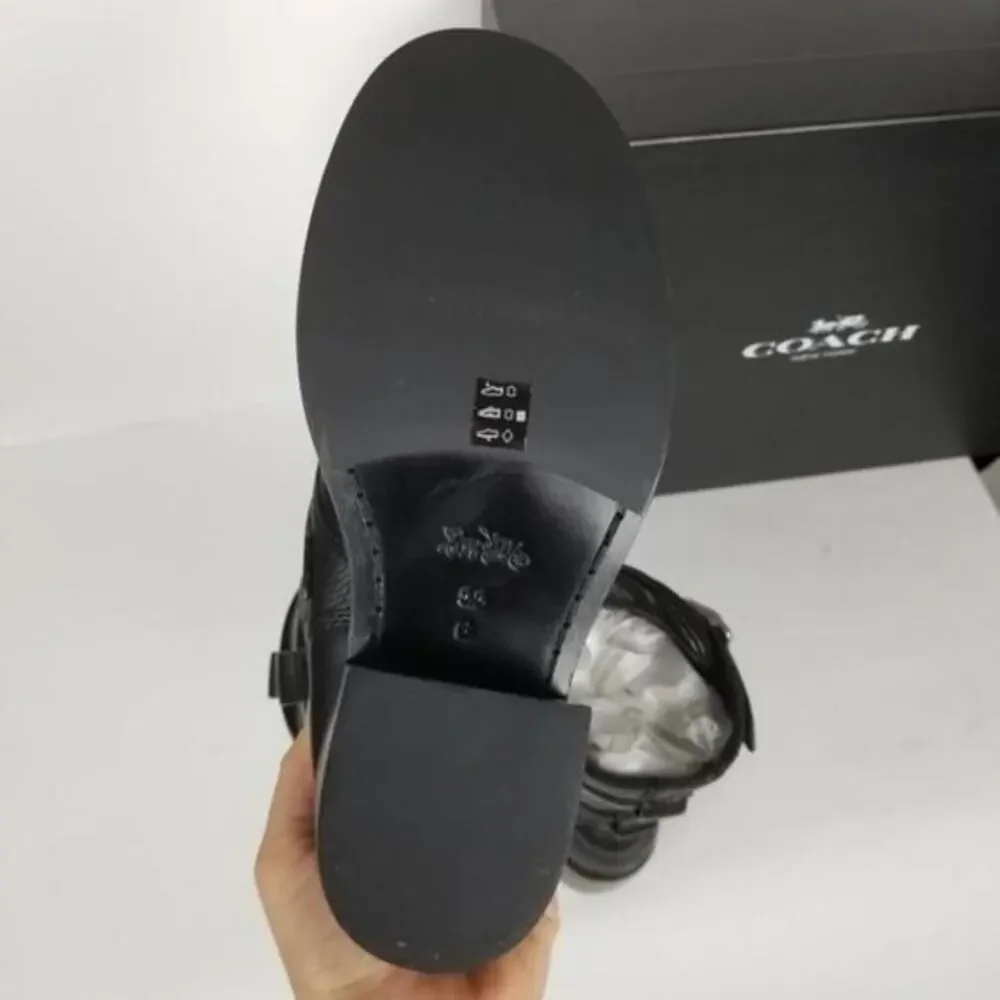 COACH Moto‎ boots, black pebble leather size 5.5